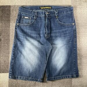 Y2K Avirex Baggy‎ Jorts Southpole Wash Blue Denim Mens Size 38 Grunge Skater